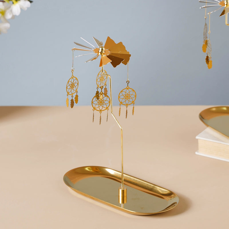 Dream Catcher Candle Stand Golden Floral - Candle holder | Home decoration item