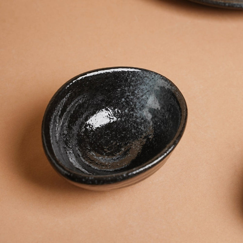 Onyx Finish Stoneware Dip Bowl Charcoal Black 50ml - Bowl, ceramic bowl, dip bowls, chutney bowl, dip bowls ceramic | Bowls for dining table & home decor 