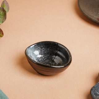 Onyx Finish Stoneware Dip Bowl Charcoal Black 50ml