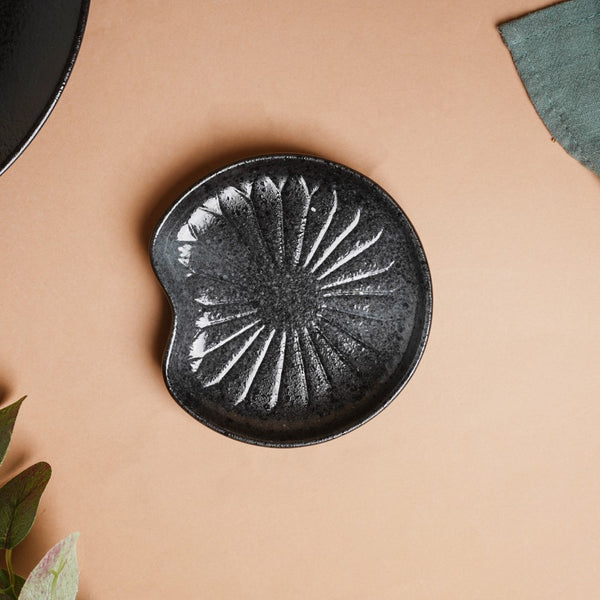 Onyx Finish Stoneware Dessert Plate Black - Serving plate, small plate, snacks plates | Plates for dining table & home decor