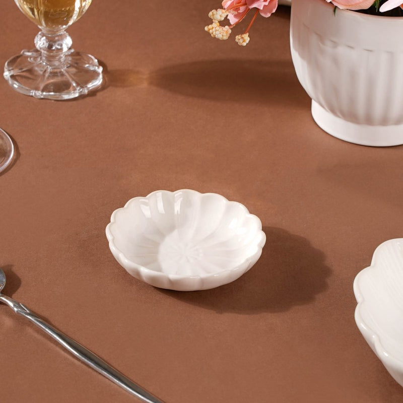 Ocean Ceramic Dessert Plate White 4 Inch - Serving plate, small plate, snacks plates | Plates for dining table & home decor