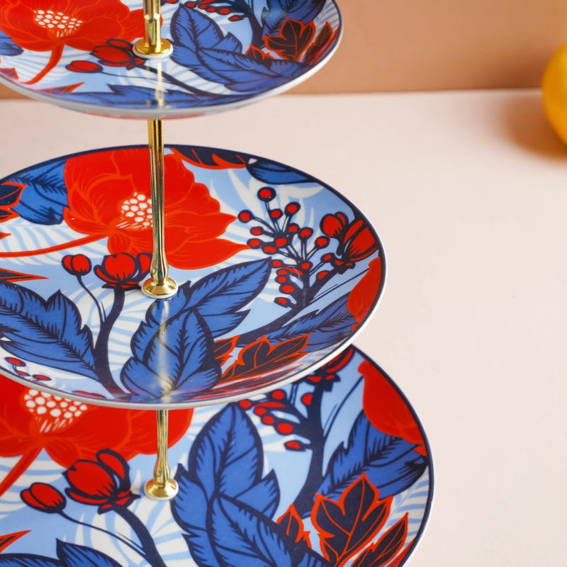 Poppy Multicolour Printed Ceramic 3-Tier Dessert Stand
