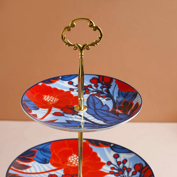 Poppy Multicolour Printed Ceramic 3-Tier Dessert Stand