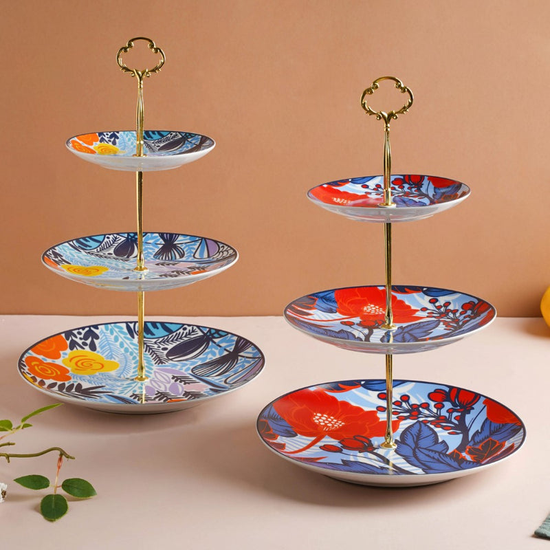 Poppy Multicolour Printed Ceramic 3-Tier Dessert Stand