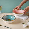 Pink and Green Ombre 22 Piece Dinner Set For 6