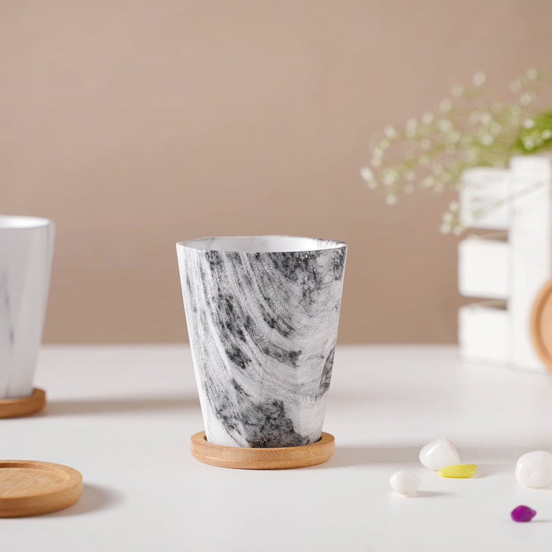 Carrara Charcoal Planter With Coaster - Indoor planters and flower pots | Home decor items
