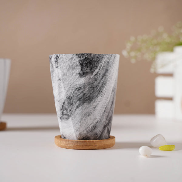 Carrara Charcoal Planter With Coaster