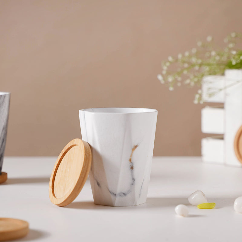 Marble Wonder Flower Planter With Coaster Set Of 6