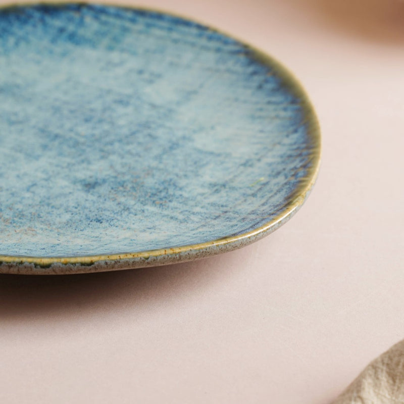 Boracay Organic Shaped Snack Plate Blue 7 inch - Serving plate, snack plate, dessert plate | Plates for dining & home decor