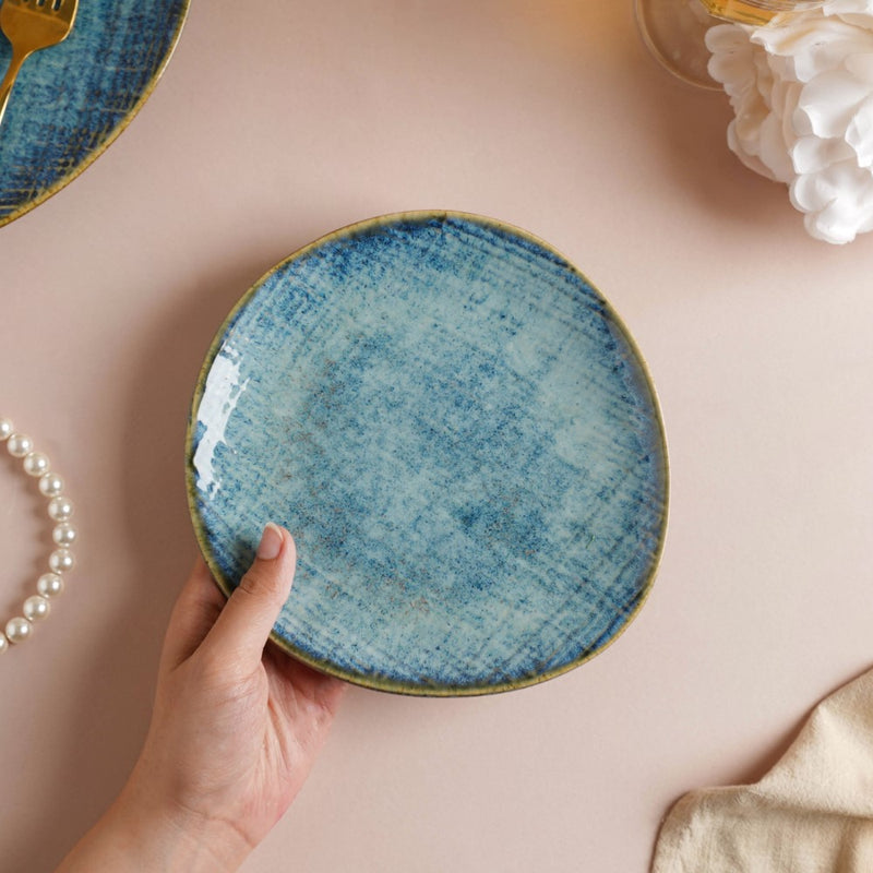 Boracay Organic Shaped Snack Plate Blue 7 inch - Serving plate, snack plate, dessert plate | Plates for dining & home decor