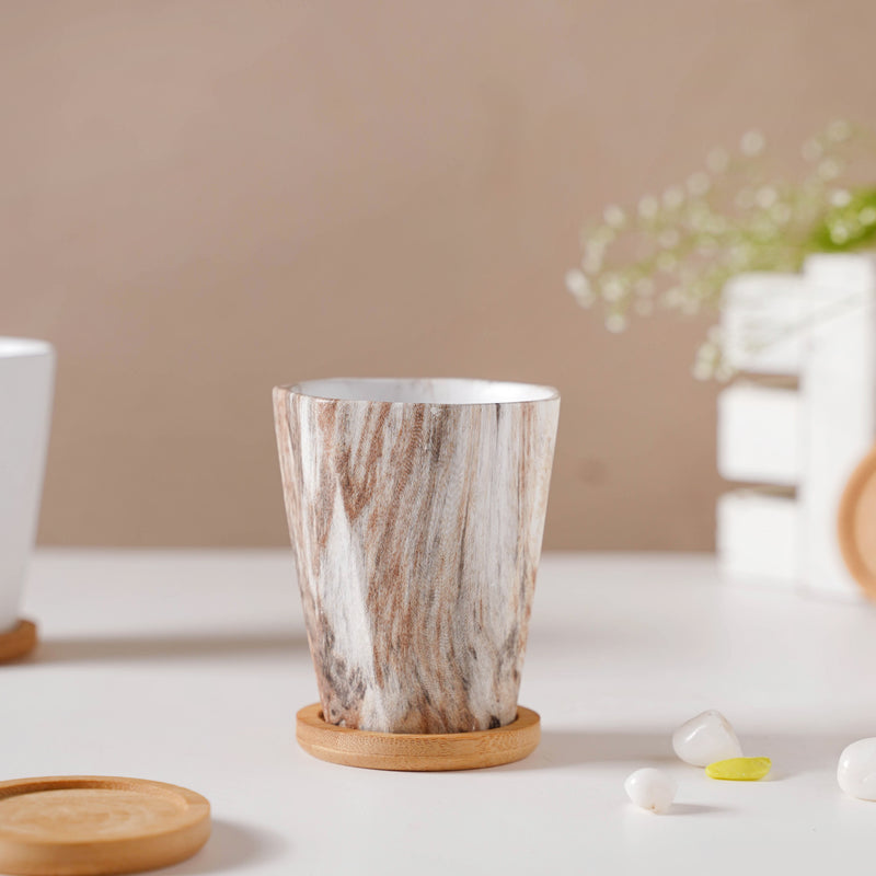 Carrara Limestone Planter With Coaster - Indoor planters and flower pots | Home decor items