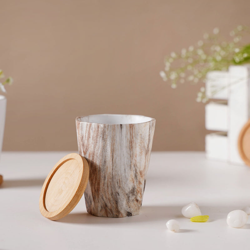 Carrara Limestone Planter With Coaster - Indoor planters and flower pots | Home decor items