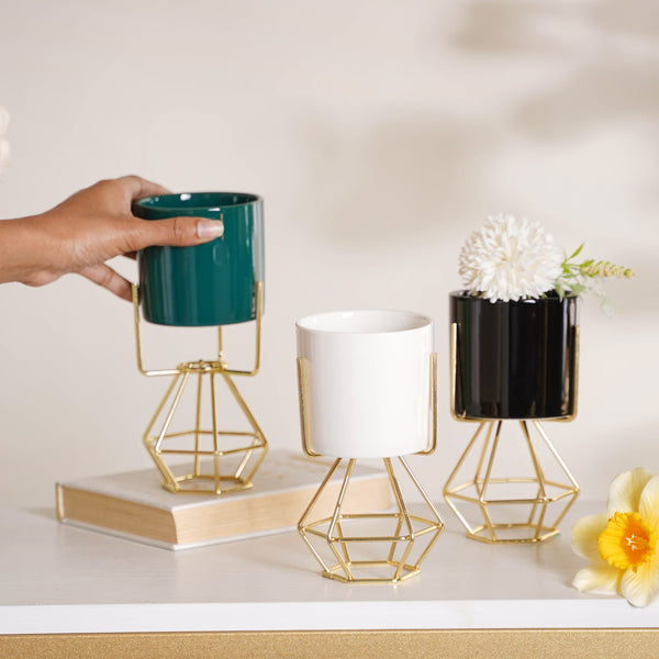 Designed Stand Cylindrical Pot - Indoor planters and flower pots | Home decor items