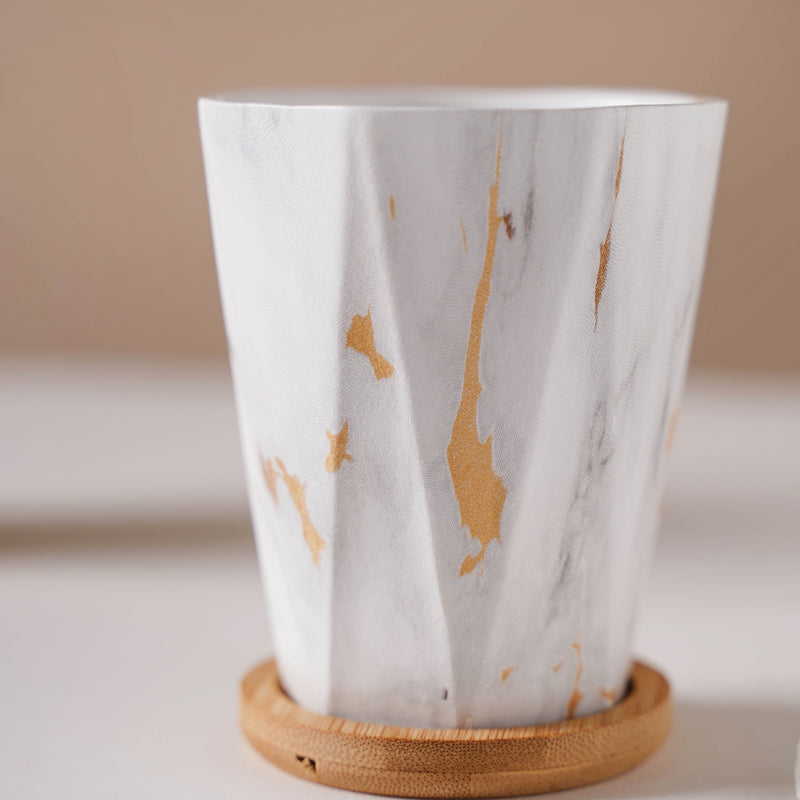 Carrara Elegant Brown Planter With Coaster - Indoor planters and flower pots | Home decor items