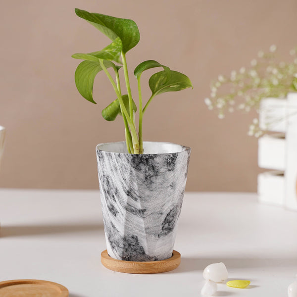 Carrara Charcoal Planter With Coaster