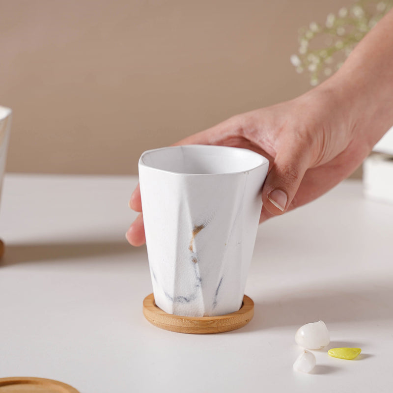 Carrara Marble Planter With Coaster - Indoor planters and flower pots | Home decor items