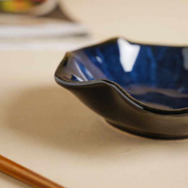 Sapphire Wavy Ceramic Dip Bowl Blue Set Of 2