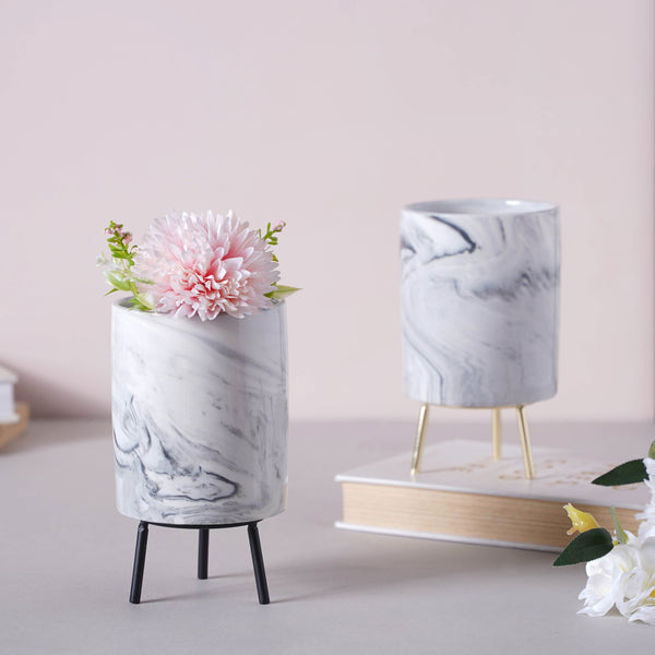 Marble Ceramic Indoor Planter- Large - Plant pot and plant stands | Room decor items