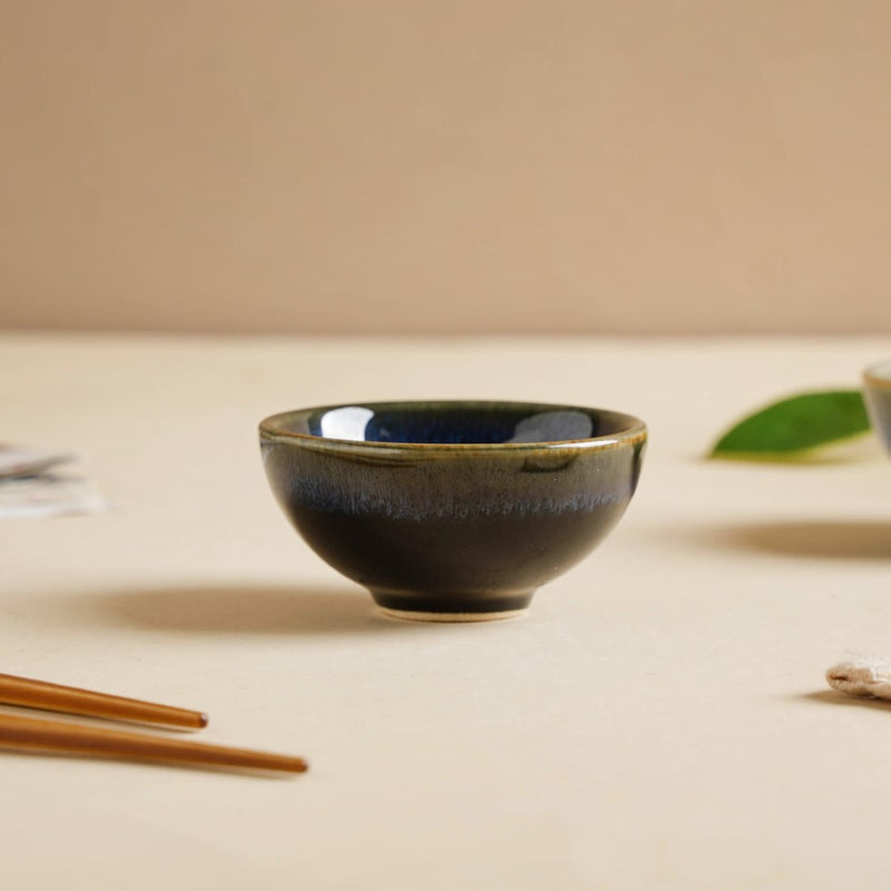 Sapphire Glazed Dip Bowl Blue 50 ml - Bowl, ceramic bowl, dip bowls, chutney bowl, dip bowls ceramic | Bowls for dining table & home decor 