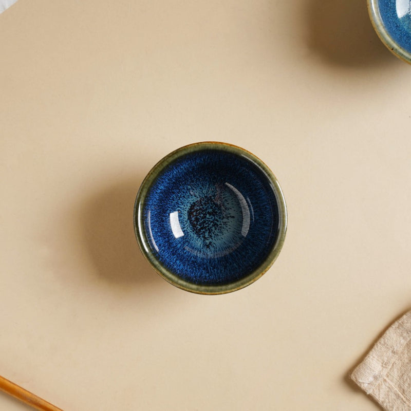 Sapphire Glazed Dip Bowl Blue 50 ml - Bowl, ceramic bowl, dip bowls, chutney bowl, dip bowls ceramic | Bowls for dining table & home decor 
