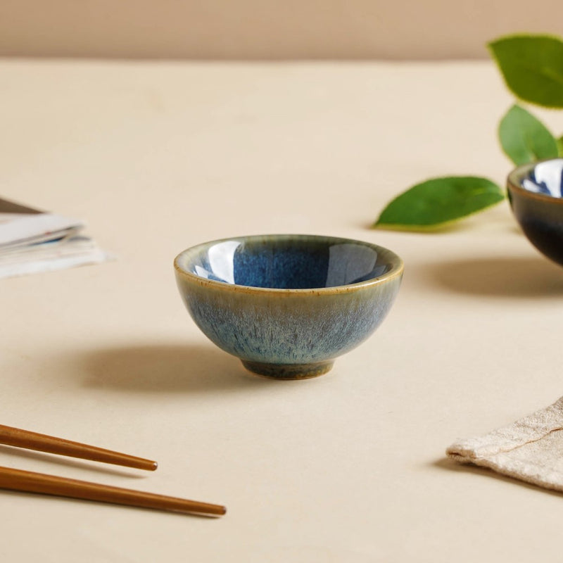 Sapphire Glazed Ceramic Dip Bowl Blue 50 ml - Bowl, ceramic bowl, dip bowls, chutney bowl, dip bowls ceramic | Bowls for dining table & home decor 