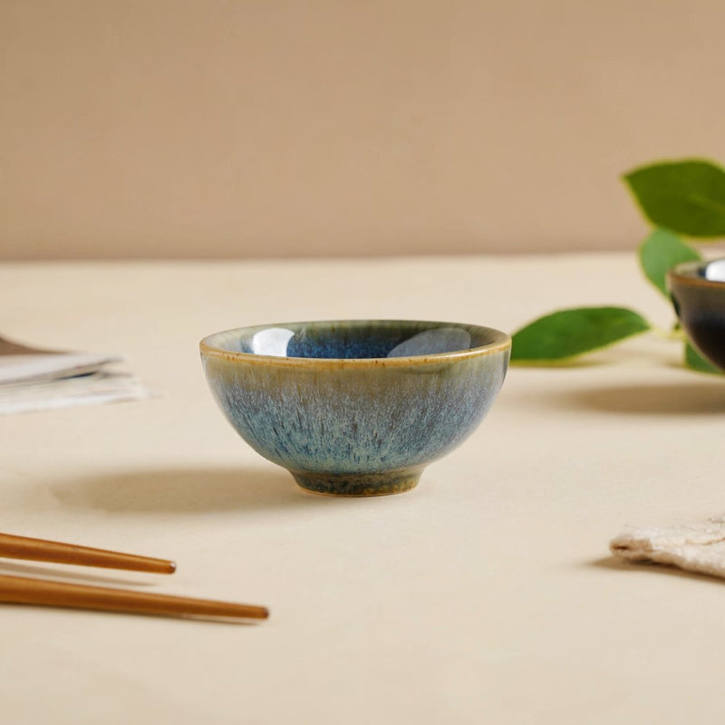 Sapphire Glazed Ceramic Dip Bowl Blue 50 ml - Bowl, ceramic bowl, dip bowls, chutney bowl, dip bowls ceramic | Bowls for dining table & home decor 