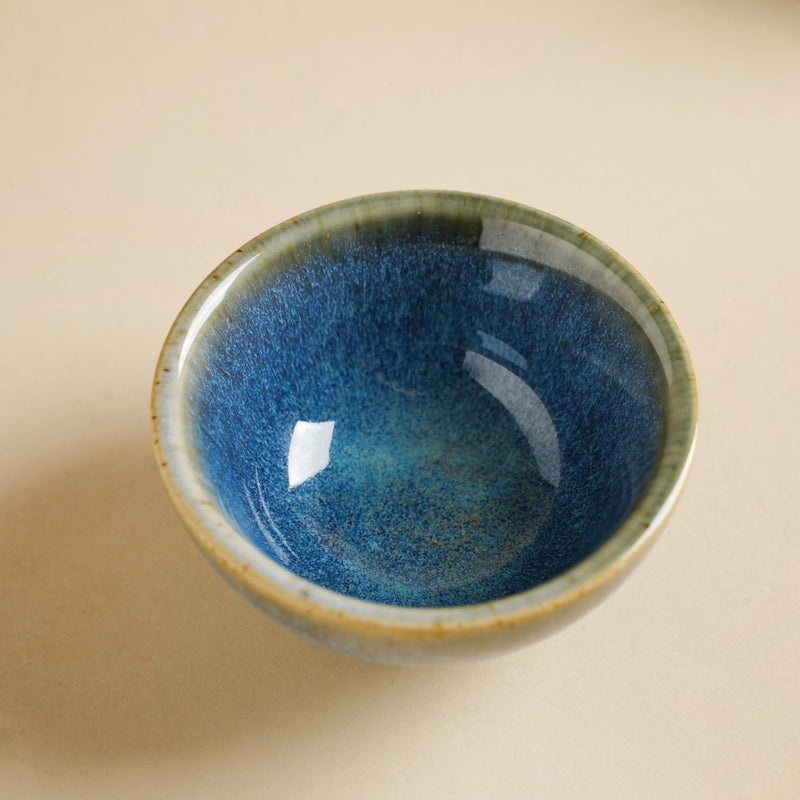 Sapphire Glazed Ceramic Dip Bowl Blue 50 ml - Bowl, ceramic bowl, dip bowls, chutney bowl, dip bowls ceramic | Bowls for dining table & home decor 