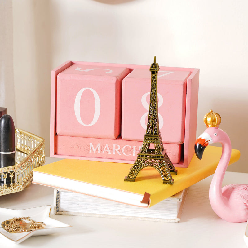 Pink Wooden Table Calendar