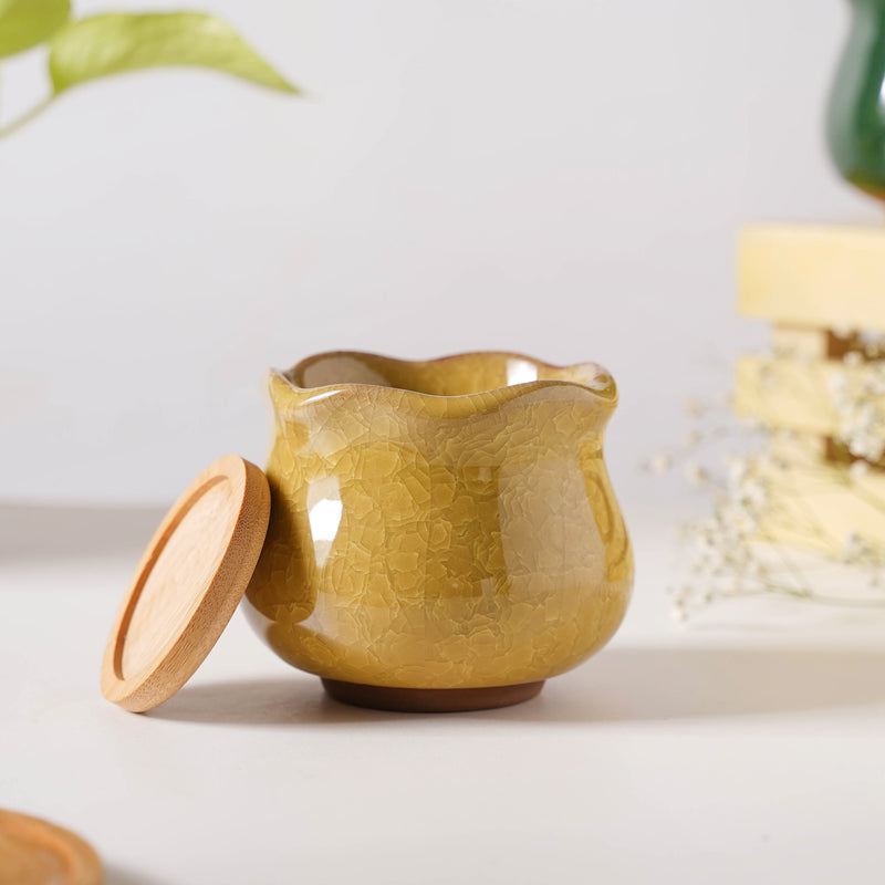 Botanica Ochre Ceramic Planter With Coaster - Indoor planters and flower pots | Home decor items