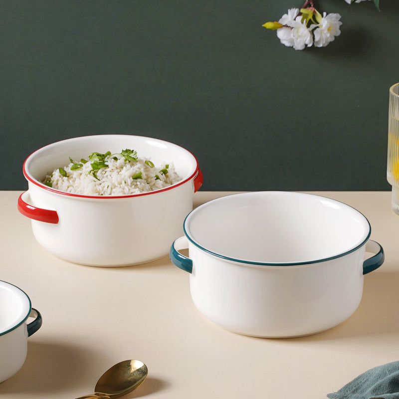 Toujours Serving Bowl With Handle - Bowl, ceramic bowl, serving bowls, noodle bowl, salad bowls, bowl for snacks, baking bowls, large serving bowl, bowl with handle | Bowls for dining table & home decor