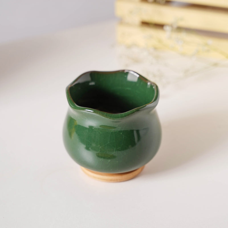 Botanica Emerald Ceramic Planter With Coaster - Indoor planters and flower pots | Home decor items