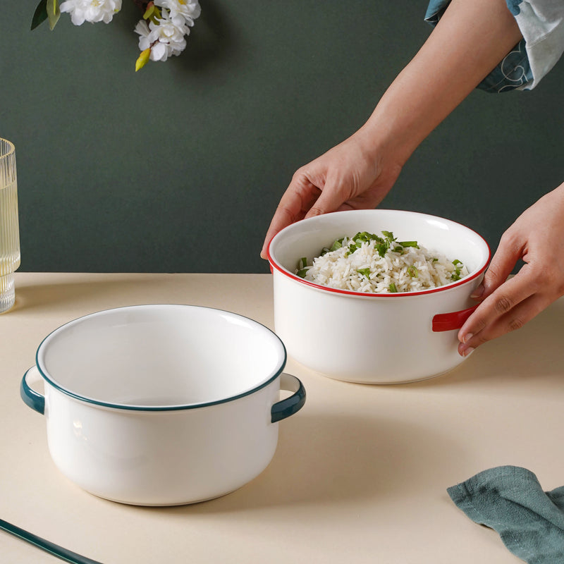 Toujours Serving Bowl With Handle - Bowl, ceramic bowl, serving bowls, noodle bowl, salad bowls, bowl for snacks, baking bowls, large serving bowl, bowl with handle | Bowls for dining table & home decor
