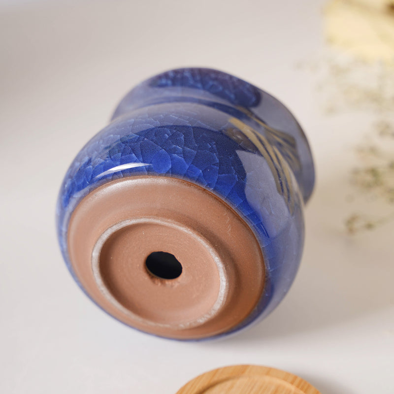 Botanica Azure Ceramic Planter With Coaster - Indoor planters and flower pots | Home decor items