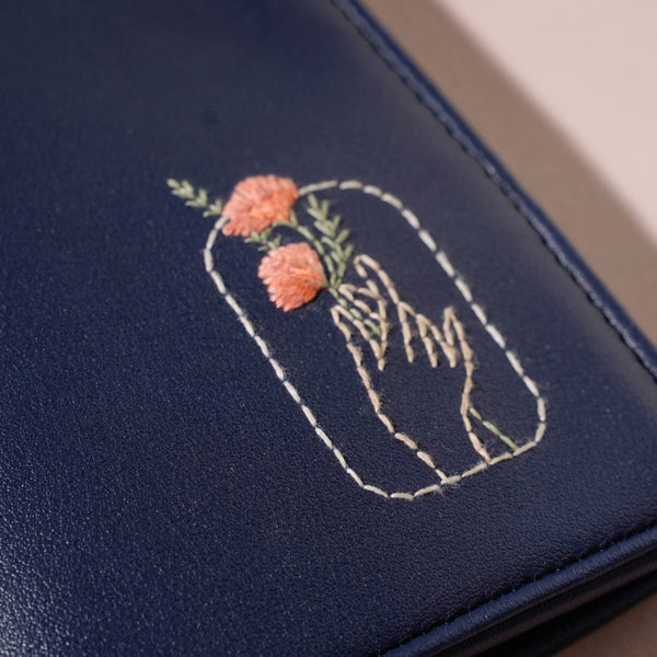 Olive green hand embroidered passport cover main image 1