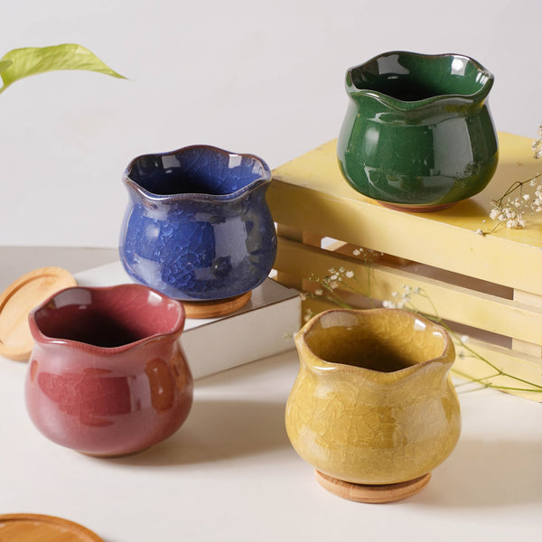 Botanica Azure Ceramic Planter With Coaster - Indoor planters and flower pots | Home decor items