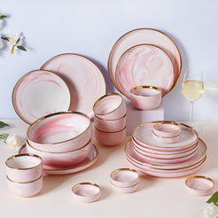 Pink Marble 26 Piece Dinnerware For 6