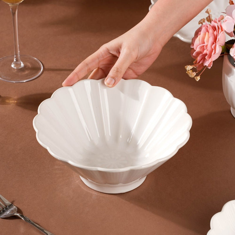 Ocean Ramen Bowl White Large 1L - Soup bowl, ceramic bowl, ramen bowl, serving bowls, salad bowls, noodle bowl | Bowls for dining table & home decor