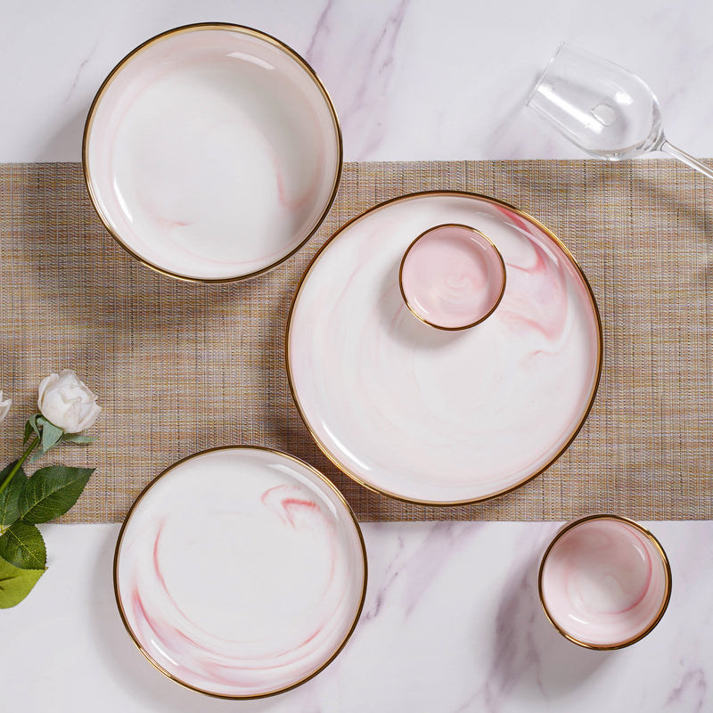 Pink Marble 26 Piece Dinnerware For 6