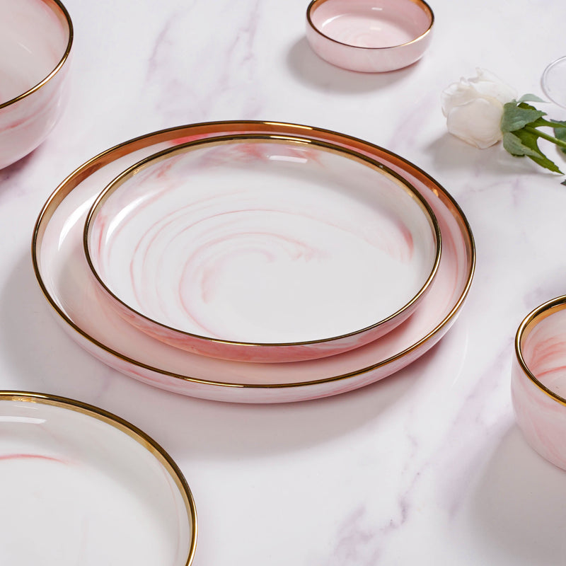 Pink Marble 26 Piece Dinnerware For 6