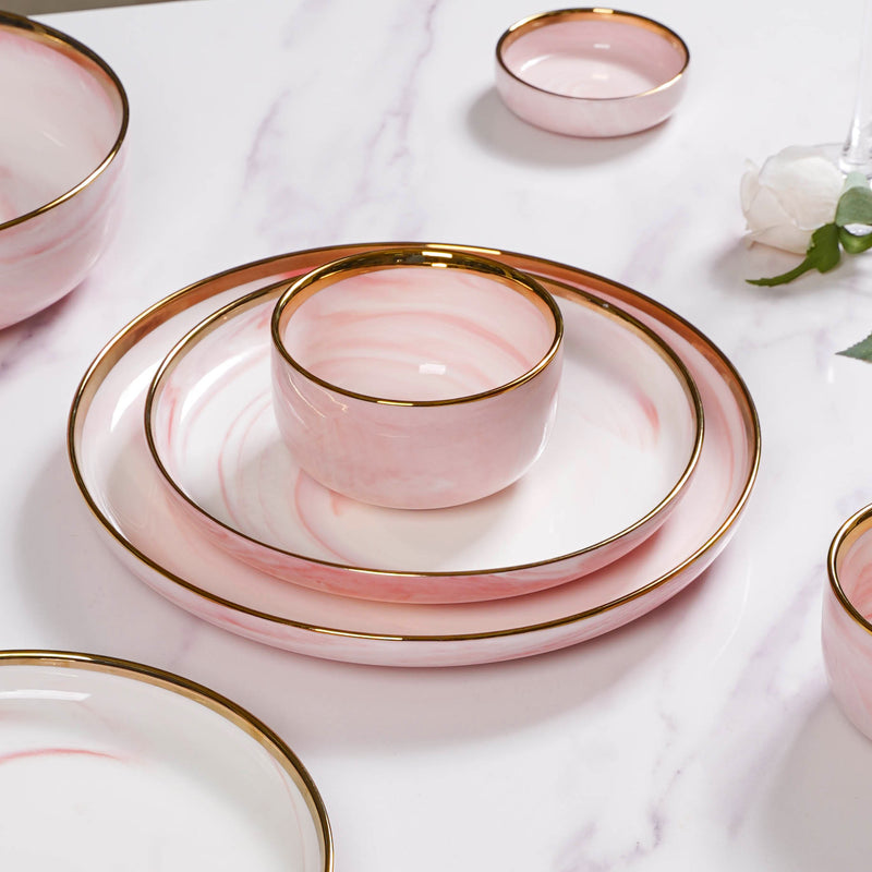 Pink Marble 26 Piece Dinnerware For 6