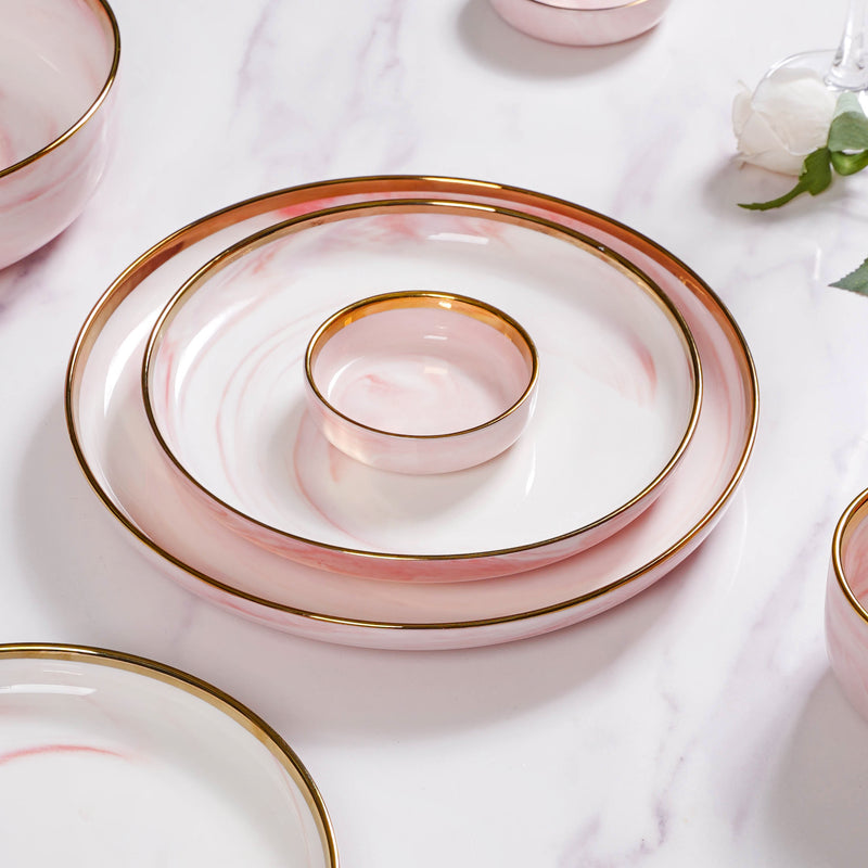 Pink Marble 26 Piece Dinnerware For 6