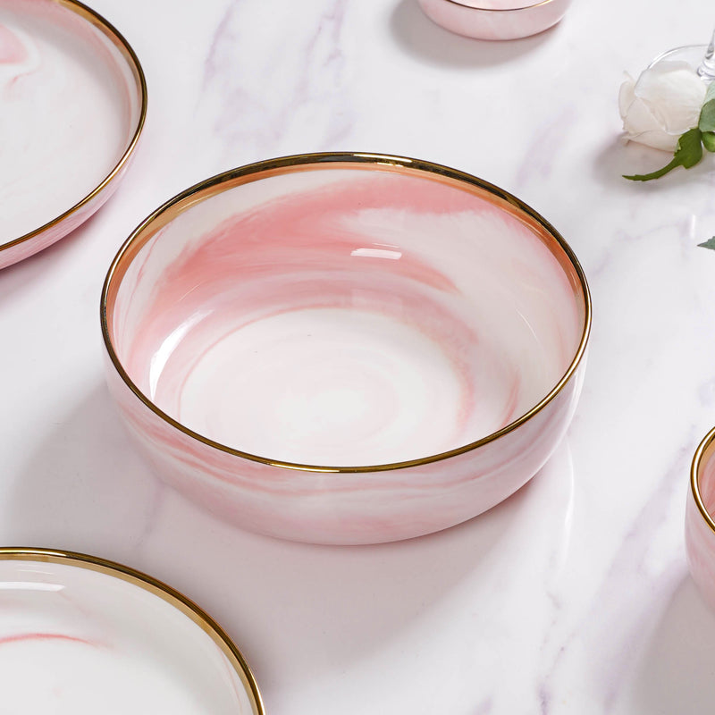 Pink Marble 26 Piece Dinnerware For 6