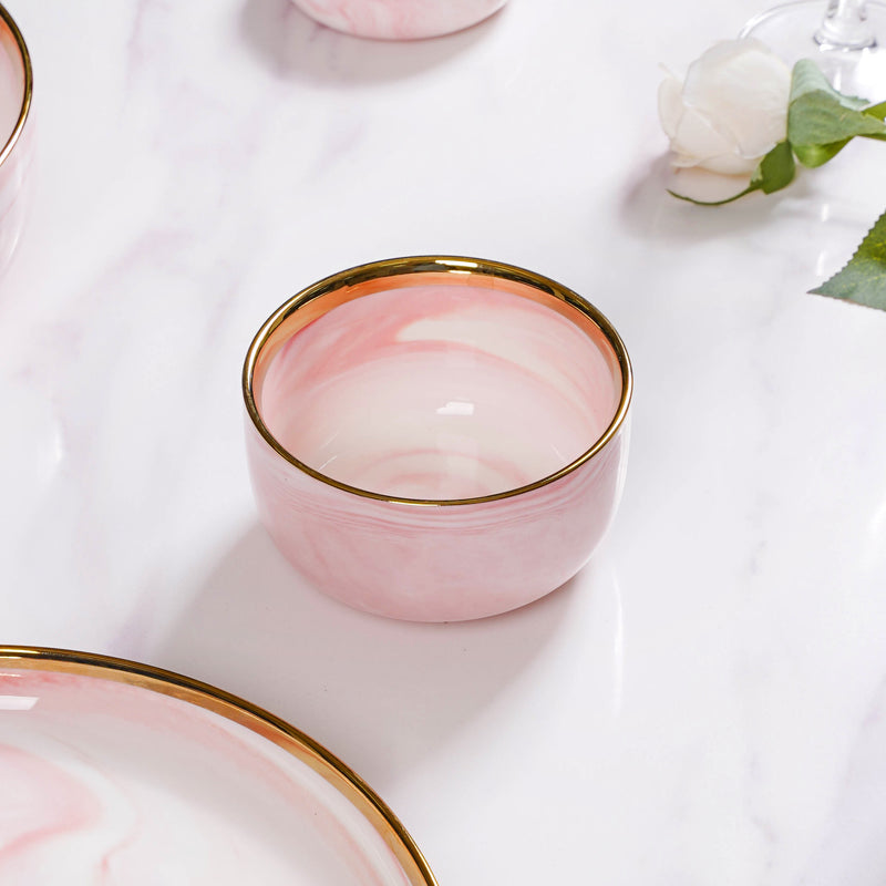 Pink Marble 26 Piece Dinnerware For 6