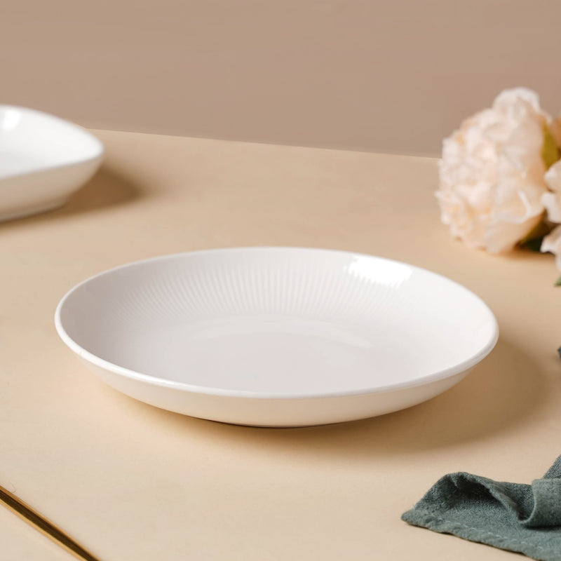 Serena Pearly White Snack Plate 8 Inch - Serving plate, snack plate, dessert plate | Plates for dining & home decor