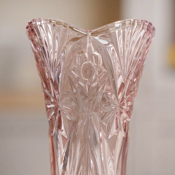 Pink Cut Glass Vase - Flower vase for home decor, office and gifting | Home decoration items
