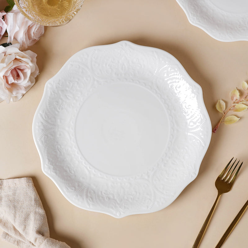 Serena Lily White Dinner Plate 10.5 Inch - Serving plate, rice plate, ceramic dinner plates| Plates for dining table & home decor