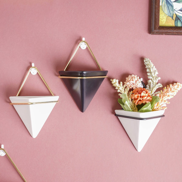 Triangular Ceramic Wall Planter Small