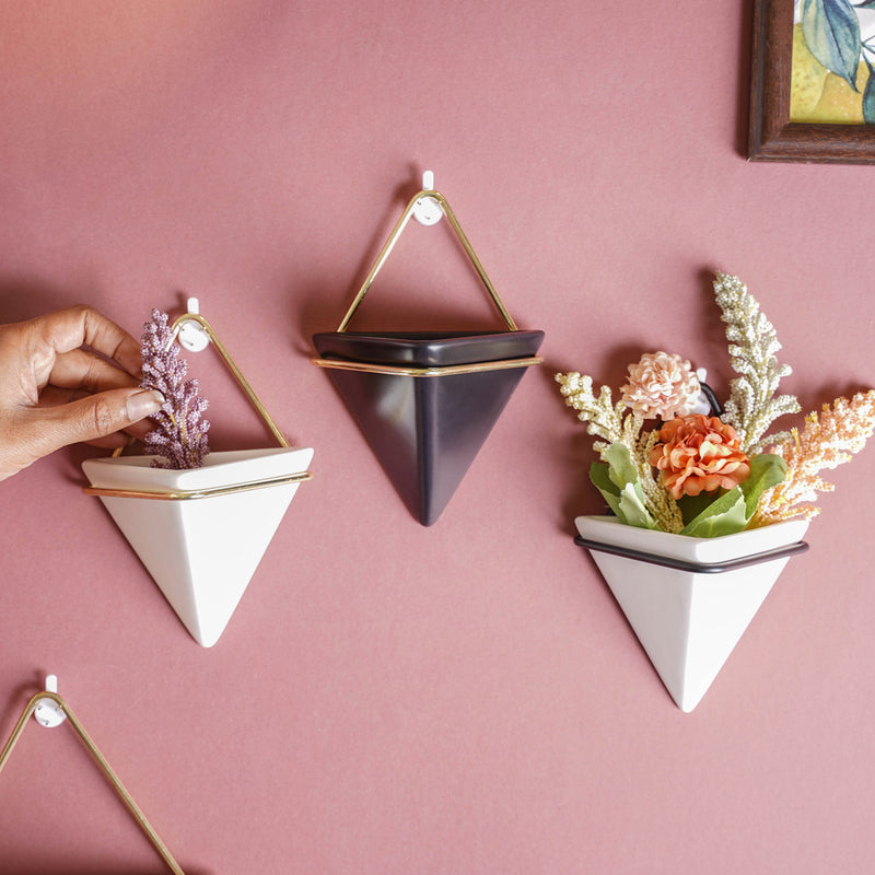 Triangular Ceramic Wall Planter Small - Indoor planters and flower pots | Home decor items