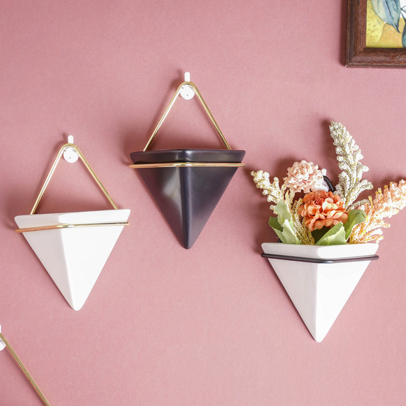Triangular Ceramic Wall Planter Small - Indoor planters and flower pots | Home decor items
