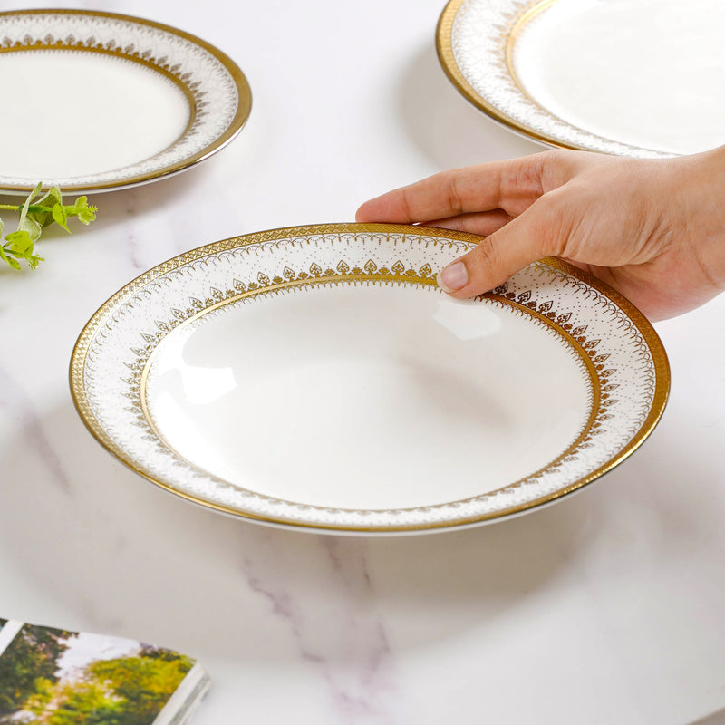 Aurelea Festive Pasta Plate - Serving plate, pasta plate, lunch plate, deep plate | Plates for dining table & home decor